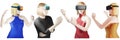 Half woman PNG vr headset portrait human user social media avatar in Metaverse world set included 3d illustration isolated on a