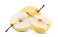 Half yellow pear fruit isolated on white Royalty Free Stock Photo