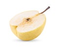 Half yellow pear fruit isolated on white Royalty Free Stock Photo