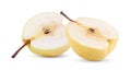 Half yellow pear fruit isolated on white Royalty Free Stock Photo