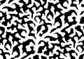 halfdrop pattern with seaweed abstract floral design elements. Trendy graphical repeat in black and white colors