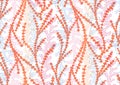 halfdrop pattern with interwined seaweed abstract floral design elements. Trendy peach fuzz, apricot crush, pink yarrow