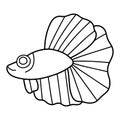 Halfmoon betta fish hand-drawn character coloring page for kids vector illustration Royalty Free Stock Photo