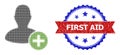 Halftone Append User Icon and Grunge Bicolor First Aid Stamp Royalty Free Stock Photo