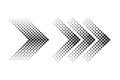 Halftone arrow set with directional flow. Vector Illustration. EPS 10.