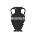 Broken amphorae silhouette. Cracked ancient greek vase with meander pattern. Antique ceramic jar or vessel. Old clay pottery.