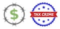 Halftone Bank Jail Icon and Distress Bicolor Tax Crime Watermark