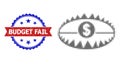 Halftone Bank Trap Icon and Distress Bicolor Budget Fail Seal