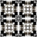 Halftone black and white modern vector seamless pattern. Greek ornamental half tone background. Greek key meanders checkered