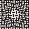 Halftone bloat effect optical illusion. Abstract geometric background design. Vector seamless black and white pattern.