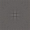 Halftone bloat effect optical illusion. Abstract geometric background design. Vector seamless black and white pattern.