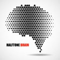 Halftone brain isolated on white background
