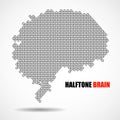 Halftone brain isolated on white background. Vector