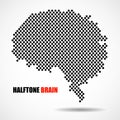 Halftone brain isolated on white background