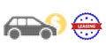 Halftone Car Leasing Icon and Scratched Bicolor Leasing Stamp Seal