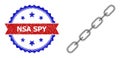 Halftone Chain Icon and Textured Bicolor NSA Spy Seal