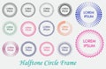 Set of circle halftone frame or colored halftone dot pattern or gradient smooth dot halftone concept. eps 10 vector Royalty Free Stock Photo