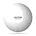 Halftone circle abstract frame. Circular dots logo emblem design element for medical, treatment, cosmetic. Vector Royalty Free Stock Photo