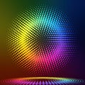 Halftone circle background, abstract colorful dots design. Illustration of gradient texture or pattern. Royalty Free Stock Photo