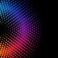 Halftone circle background, abstract colorful dots design. Illustration of gradient texture or pattern. Royalty Free Stock Photo