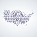 Halftone circle centered USA Map. Vector geographic map on a white background. Vector mosaic of USA Map created of