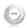 Halftone circle dotted frame. Round border random halftone circle dot texture. Half tone circular background pattern.