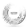 Halftone circle dotted frame. Round border random halftone circle dot texture. Half tone circular background pattern. Royalty Free Stock Photo