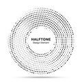 Halftone circle dotted frame. Round border random halftone circle dot texture. Half tone circular background pattern. Royalty Free Stock Photo