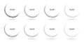 Halftone circle dotted frame circularly distributed set. Circle dots logo emblem halftone dots pattern. Vector. Royalty Free Stock Photo