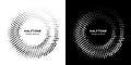 Halftone circle dotted frame circularly distributed. Vector dots logo emblem design. Round border halftone circle dots