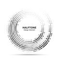 Halftone circle dotted frame. Round border random halftone circle dot texture. Half tone circular background pattern. Royalty Free Stock Photo
