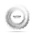 Halftone circle dotted frame. Round border random halftone circle dot texture. Half tone circular background pattern. Royalty Free Stock Photo