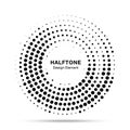 Halftone circle dotted frame. Round border random halftone circle dot texture. Half tone circular background pattern. Royalty Free Stock Photo