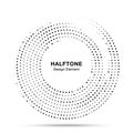 Halftone circle dotted frame. Round border random halftone circle dot texture. Half tone circular background pattern. Royalty Free Stock Photo