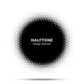 Halftone circle frame abstract dots logo emblem design element. Half tone circular icon. Vector illustration. Royalty Free Stock Photo