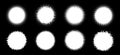 Halftone circle frame abstract dots logo emblem design element set. Grunge round borders. Vector Royalty Free Stock Photo