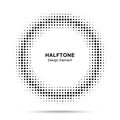 Halftone circle frame dots logo emblem. Design element for medical, treatment, cosmetic. Vector illustration. Royalty Free Stock Photo