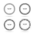 Halftone circle frame dots logo emblem set isolated on white background. Circular Halftone Design element. Vector Royalty Free Stock Photo