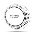 Halftone circle perspective frame abstract dots logo emblem. Round border Icon halftone circle dots texture. Vector.