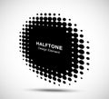 Halftone circle perspective frame abstract dots logo emblem. Round border halftone circle dots raster texture. Vector. Royalty Free Stock Photo