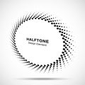 Halftone circle perspective frame abstract dots logo emblem. Round border halftone circle dots raster texture. Vector. Royalty Free Stock Photo