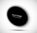 Halftone circle perspective frame abstract dots logo emblem. Round border halftone circle dots raster texture. Vector. Royalty Free Stock Photo