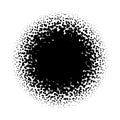 Halftone circle of random sprayed black dots. Vector illustration on white background