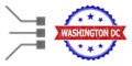 Halftone Circuit Connections Icon and Distress Bicolor Washington DC Stamp