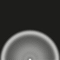 White circle design halftone white dots on black background, design element