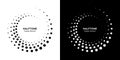 Halftone circular dotted frames set. Circle dots isolated on the white background. Logo design element. Vector set bw.