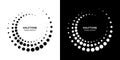 Halftone circular dotted frames set. Circle dots isolated on the white background. Logo design element. Vector Royalty Free Stock Photo