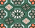 Halftone colorful seamless retro pattern green oriental octagon Royalty Free Stock Photo