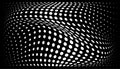 Halftone convex distorted gradient circle dots background. Horizontal template using halftone dots pattern. Vector
