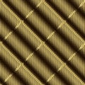 Halftone 3d gold vector seamless pattern. Textured tartan background. Grunge gradient repeat backdrop. Diagonal dotted stripes. Royalty Free Stock Photo
